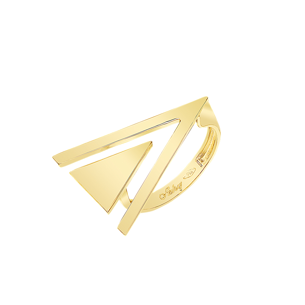 Triangle Frame Stone Studded Modern Designer 22KT Gold Ring